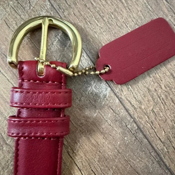 Coach Vintage Red Leather Belt Gold Brass Buckle Large NWT - Picture 8 of 10
